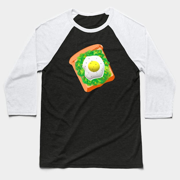 Avocado Toast with Egg (Black Background) Baseball T-Shirt by Art By LM Designs 